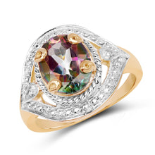 Load image into Gallery viewer, 14K Yellow Gold Plated 3.15 Carat Genuine Quartz Mystic .925 Sterling Silver Ring