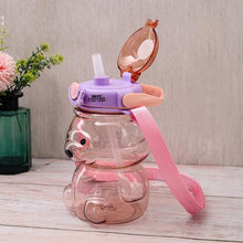 Load image into Gallery viewer, 800ML Water Bottle for Kids with Straw Mug Cup Bear Summer Outdoor Sport Plastic Girls School Cute Drinking Cup Bear Water Bottle with Straw and Strap Cute Water Bottles for Kids Drinking Water Bottles Portable Leak Proof