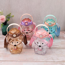 Load image into Gallery viewer, 800ML Water Bottle for Kids with Straw Mug Cup Bear Summer Outdoor Sport Plastic Girls School Cute Drinking Cup Bear Water Bottle with Straw and Strap Cute Water Bottles for Kids Drinking Water Bottles Portable Leak Proof