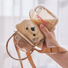 Load image into Gallery viewer, 800ML Water Bottle for Kids with Straw Mug Cup Bear Summer Outdoor Sport Plastic Girls School Cute Drinking Cup Bear Water Bottle with Straw and Strap Cute Water Bottles for Kids Drinking Water Bottles Portable Leak Proof
