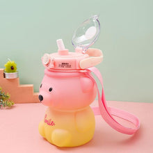 Load image into Gallery viewer, 800ML Water Bottle for Kids with Straw Mug Cup Bear Summer Outdoor Sport Plastic Girls School Cute Drinking Cup Bear Water Bottle with Straw and Strap Cute Water Bottles for Kids Drinking Water Bottles Portable Leak Proof