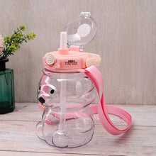 Load image into Gallery viewer, 800ML Water Bottle for Kids with Straw Mug Cup Bear Summer Outdoor Sport Plastic Girls School Cute Drinking Cup Bear Water Bottle with Straw and Strap Cute Water Bottles for Kids Drinking Water Bottles Portable Leak Proof