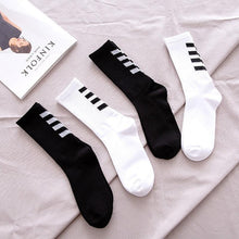 Load image into Gallery viewer, 1 Pair Brand New Fashion Pure Cotton Black White Crew Unisex Socks Sports High Skateboard Blaze Street Wear Happy Long Warm Winter And Autumn Socks For Men And Women
