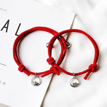 Load image into Gallery viewer, 1 Pair Magnet Couple Bracelets Fashion Simple Solid Color Couple Bracelet Pendants Weaving Bracelet Adjustable Mutual Attraction Weave Rope Braided Charm Pendants Bracelet With Magnetic Bells Vows Of Eternal Love Bracelet For Women Men Gift