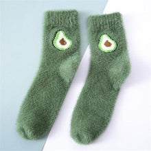 Load image into Gallery viewer, 1 pairs Thermal Fluffy Socks Autumn-Winter New Year Socks New Fashion Warm Avocado Cherry Eggplant Socks Warm Ankle Socks Winter Socks For Men And Women