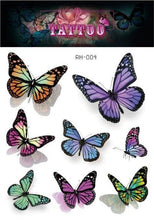 Load image into Gallery viewer, 1 Pc Butterfly 3D Temporary Tattoo 52 Style Waterproof Butterfly Tattoos Stickers Temporary Colorful Design For Womens