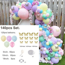 Load image into Gallery viewer, 1 Set Pink Purple Chrome Rose Gold Balloon Garland With Butterfly Stickers Arch Kit For Birthday Wedding Party Decorations