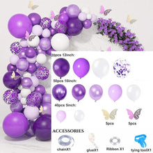 Load image into Gallery viewer, 1 Set Pink Purple Chrome Rose Gold Balloon Garland With Butterfly Stickers Arch Kit For Birthday Wedding Party Decorations