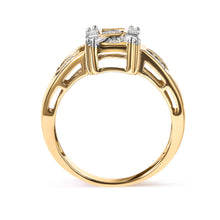 Load image into Gallery viewer, 10K Yellow Gold 1/2 Cttw Diamond Composite and Halo Ring (H-I Color, SI1-SI2 Clarity) - Ring Size 7