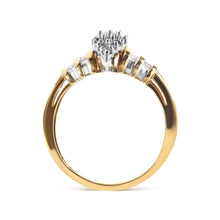 Load image into Gallery viewer, 10K Yellow Gold 1/2 Cttw Diamond Pear Shaped Head and Multi Row Channel Set Shank Ring (H-I Color, SI2-I1 Clarity) - Ring Size 7