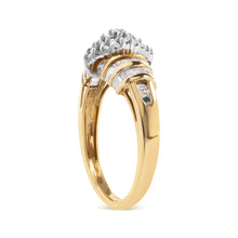 Load image into Gallery viewer, 10K Yellow Gold 1/2 Cttw Diamond Pear Shaped Head and Multi Row Channel Set Shank Ring (H-I Color, SI2-I1 Clarity) - Ring Size 7