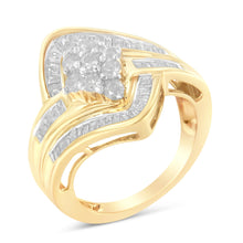 Load image into Gallery viewer, 10K Yellow Gold Diamond Bypass Cluster Ring (1 Cttw, I-J Color, I2-I3 Clarity) - Size 7