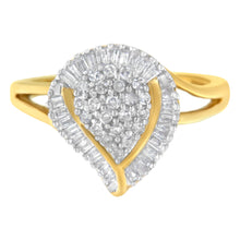 Load image into Gallery viewer, 10K Yellow Gold Diamond Cluster Ring (1/2 Cttw, I-J Color, I1-I2 Clarity) - Size 8