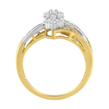 Load image into Gallery viewer, 10K Yellow and White Gold 1/2 Cttw Diamond Marquise Shaped Cluster Split Shank Ring (H-I Color, SI2-I1 Clarity) - Size 7