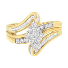 Load image into Gallery viewer, 10K Yellow Gold 1/2 cttw Diamond Cluster Cocktail Ring (J-K Clarity, I1-I2 Color) - Size 7