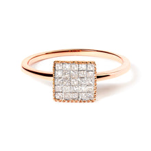 Load image into Gallery viewer, 10K Rose Gold 1/3 Cttw Invisible Set Princess Cut Diamond Composite Square Shape Ring (H-I color, I1-I2 clarity) - Size 5