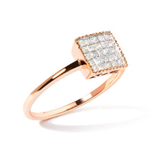 Load image into Gallery viewer, 10K Rose Gold 1/3 Cttw Invisible Set Princess Cut Diamond Composite Square Shape Ring (H-I color, I1-I2 clarity) - Size 5