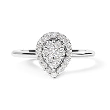 Load image into Gallery viewer, 10K White Gold 3/8 Cttw Round-Cut Lab Grown Diamond Cluster Pear Promise Ring (G-H Color, VS2-SI1 Clarity) - Size 7