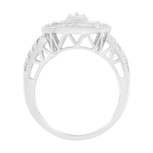 Load image into Gallery viewer, .925 Sterling Silver Round and Baguette Diamond Cathedral Ring (0.75 Cttw, H-I Color, I2-I3 Clarity) - Size 7