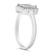 Load image into Gallery viewer, .925 Sterling Silver 1/5 Cttw Invisible Set Princess Cut Diamond Promise Ring with Beaded Halo (H-I Color, I1-I2 Clarity) - Ring Size 7
