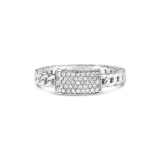 Load image into Gallery viewer, .925 Sterling Silver 1/5 Cttw Diamond ID and Cuban Link Band Ring (I-J Color, I2-I3 Clarity) - Ring Size 6