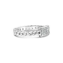 Load image into Gallery viewer, .925 Sterling Silver 1/5 Cttw Diamond ID and Cuban Link Band Ring (I-J Color, I2-I3 Clarity) - Ring Size 6