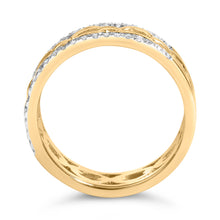 Load image into Gallery viewer, 10K Yellow Gold 1/5 Cttw Diamond Two Row Cuban Link Ring (I-J Color, I2-I3 Clarity) - Size 7