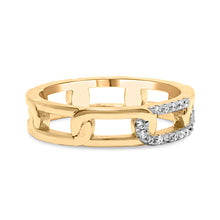 Load image into Gallery viewer, 10K Yellow Gold Diamond Accent Paperclip Band Ring (I-J Color, I2-I3 Clarity) - Size 7