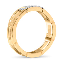 Load image into Gallery viewer, 10K Yellow Gold Diamond Accent Paperclip Band Ring (I-J Color, I2-I3 Clarity) - Size 7