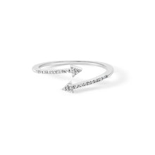 Load image into Gallery viewer, .925 Sterling Silver 1/5 Cttw Diamond Double Arrowhead Open Ring (I-J Color, I2-I3 Clarity) - Ring Size 6