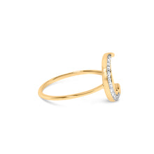 Load image into Gallery viewer, 10K Yellow Gold 1/10 Cttw Diamond Crescent Moon Ring (I-J Color, I1-I2 Clarity) - Ring Size 6