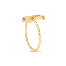 Load image into Gallery viewer, 10K Yellow Gold 1/10 Cttw Diamond Crescent Moon Ring (I-J Color, I1-I2 Clarity) - Ring Size 6