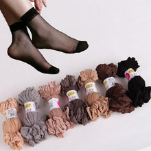 Load image into Gallery viewer, 10 Pairs Women's Ankle Socks Ultra-thin Elastic Silky Short Silk Beautiful Girls Socks For Women