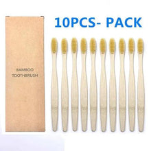 Load image into Gallery viewer, 10 Pcs Natural Colorful Toothbrush Eco Friendly Soft Bamboo Toothbrush Bamboo Tooth Dental Oral Care Wood Tooth Brushes