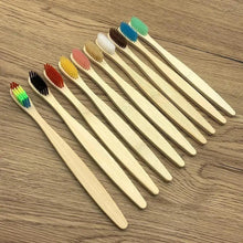 Load image into Gallery viewer, 10 Pcs Natural Colorful Toothbrush Eco Friendly Soft Bamboo Toothbrush Bamboo Tooth Dental Oral Care Wood Tooth Brushes