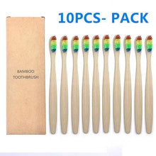 Load image into Gallery viewer, 10 Pcs Natural Colorful Toothbrush Eco Friendly Soft Bamboo Toothbrush Bamboo Tooth Dental Oral Care Wood Tooth Brushes