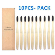 Load image into Gallery viewer, 10 Pcs Natural Colorful Toothbrush Eco Friendly Soft Bamboo Toothbrush Bamboo Tooth Dental Oral Care Wood Tooth Brushes
