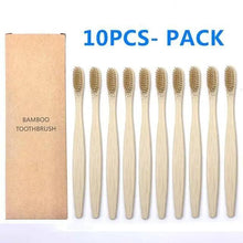 Load image into Gallery viewer, 10 Pcs Natural Colorful Toothbrush Eco Friendly Soft Bamboo Toothbrush Bamboo Tooth Dental Oral Care Wood Tooth Brushes