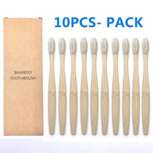 Load image into Gallery viewer, 10 Pcs Natural Colorful Toothbrush Eco Friendly Soft Bamboo Toothbrush Bamboo Tooth Dental Oral Care Wood Tooth Brushes
