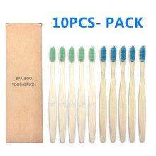 Load image into Gallery viewer, 10 Pcs Natural Colorful Toothbrush Eco Friendly Soft Bamboo Toothbrush Bamboo Tooth Dental Oral Care Wood Tooth Brushes