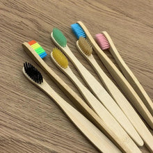 Load image into Gallery viewer, 10 Pcs Natural Colorful Toothbrush Eco Friendly Soft Bamboo Toothbrush Bamboo Tooth Dental Oral Care Wood Tooth Brushes
