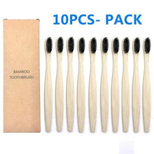 Load image into Gallery viewer, 10 Pcs Natural Colorful Toothbrush Eco Friendly Soft Bamboo Toothbrush Bamboo Tooth Dental Oral Care Wood Tooth Brushes