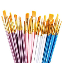 Load image into Gallery viewer, 10-Pieces: Artist Paintbrush Nylon Round Pointed Flat Head Set