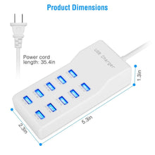Load image into Gallery viewer, 10-Ports 50W USB Wall Fast Charging Power Adapter