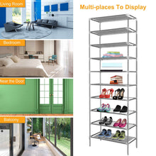 Load image into Gallery viewer, 10-Tier Shoe Rack Shelves 27 Pairs Shoes Organizer
