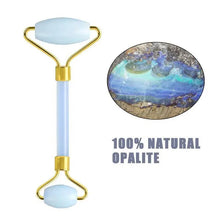 Load image into Gallery viewer, 100% Natural Opal Clear Blue Roller Guasha Set - Massage Beauty Tools for Skin Firming Natural Glow and Stress Relief