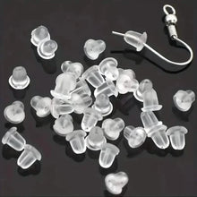 Load image into Gallery viewer, 100-Pieces: Transparent Plastic Ear Clog Ear Stud Earring Pin Backs Ear Plug
