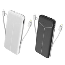 Load image into Gallery viewer, 10000mAh Power Bank Portable Charger with US Plug 2 Built-in Cables External Battery Pack