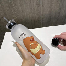 Load image into Gallery viewer, 1000ml Water Bottles Cute Panda Bear Cup With Straw Transparent Cartoon Water Bottle Drinkware Frosted Cup Leak-proof Plastic Straw Cartoon Frosted Leak Proof Panda Bear Pattern Transparent Water Cup Sports Drink Water Bottle