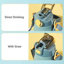 Load image into Gallery viewer, 1000ml/1300ml Double Stainless Steel Sport Vacuum Flask With Straw Portable Thermos Mug With Strap Thermal Water Bottle Tumbler Sports Water Bottle. Stainless Steel Insulated Tumbler Large Capacity With Straw Water Bottle For Outdoor Sports Travel